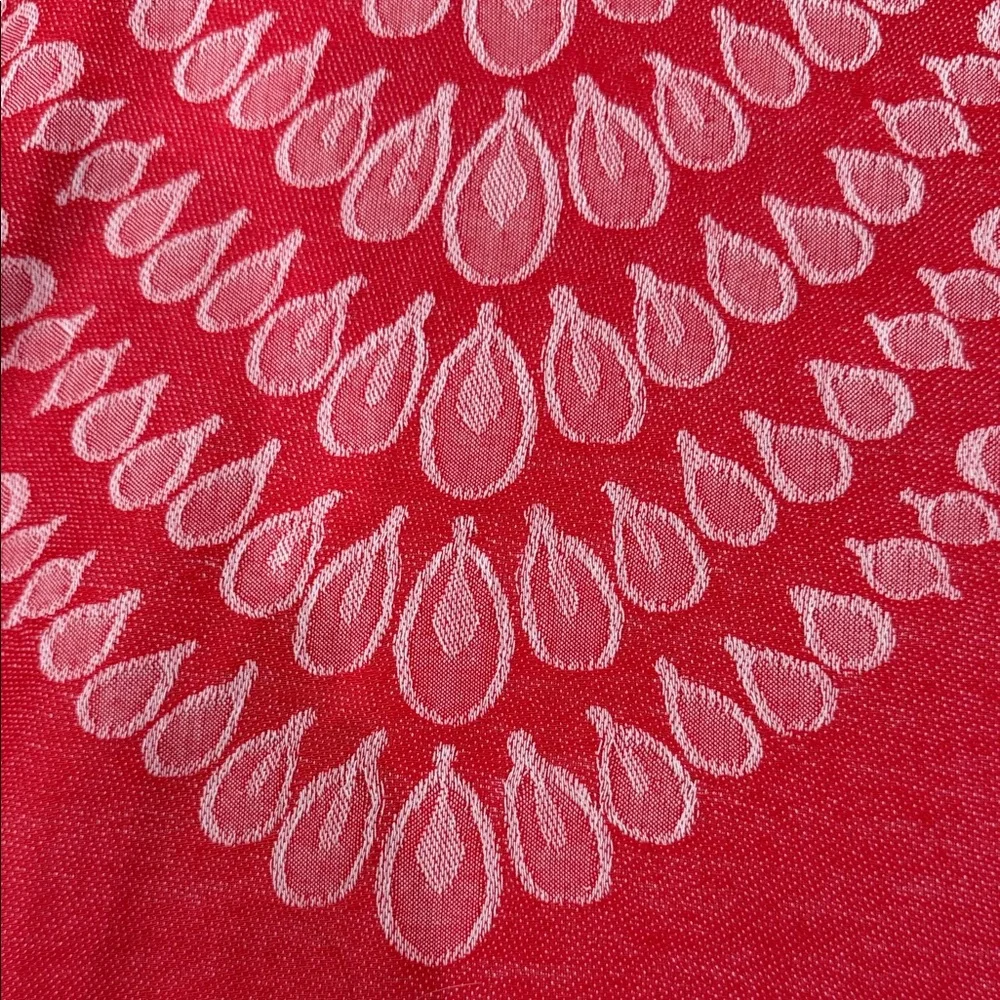 Sam Well Reversible Pashmina Scarf Red and White Patterned 100% Cashmere - Picture 2 of 9